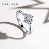谢瑞麟（TSL）18K金钻戒星之光镶钻求婚戒指女款1克拉钻戒BC063(63240)-15圈