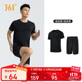 361°跑步运动套装男休闲健身宽松短袖短裤夏季男两件套652414001H-3