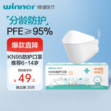 稳健KN95口罩独立装25袋6-14岁儿童口罩四层防护挂耳自吸过滤式面罩