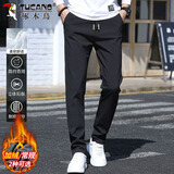 啄木鸟（TUCANO）裤子男休闲裤男士秋冬季直筒运动裤潮流百搭高端长裤 黑色 34