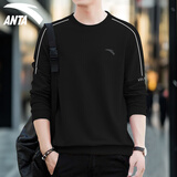 安踏卫衣男套头衫2025秋冬季加绒运动休闲装宽松长袖t恤男士上衣外套 7708-6基础黑【常规款】 2XL (185) 适合160-180斤