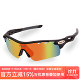 POLISI专业偏光骑行眼镜男女款户外运动自行车眼镜防风沙护目镜骑行装备 磨砂黑（5组镜片+偏光）