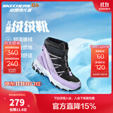 Skechers斯凯奇儿童绒绒靴雪地靴保暖男童棉鞋防寒加绒高帮女童靴660092L 女童/黑色/薰衣草色/BKLV 38