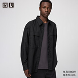 优衣库合作款男装女装工装宽松衬衫长袖休闲衬衣480652 09 黑色 S /165/84A