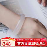 豆蔻时光收藏级玉手镯 宽条白月光冰种玉髓天然玉石送女友老婆圈口54-55mm