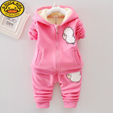 G.duck女宝宝秋冬款套装2024新款0-4岁婴幼儿童衣服冬季韩版两件套童装 山羊-玫红 加绒 90 建议身高80-85cm年龄2-3岁cm