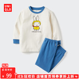优衣库婴幼儿宝宝绘本合作系列睡衣长袖起居服套装25秋新款478466 64 湖蓝色 100