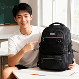 Edison高中生书包大容量初中大学生反光双肩包旅行背包 K052-5G迷彩黑