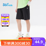 361°儿童短裤夏季男女童3-12岁透气运动裤梭织五分裤 黑 160