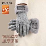 CACUSS手套女秋冬防风防寒骑行开车电动车触屏女士手套  典雅灰