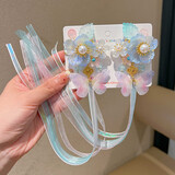 NIANFIN儿童古风发饰对夹女童仙蝴蝶飘带发夹中国风宝宝汉服新年头饰