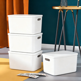 访客（FK）收纳盒 桌面收纳盒杂物内衣收纳盒玩具零食整理筐杂物储物盒 白色收纳盒2只装【带盖】