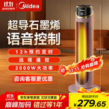 美的（Midea）石墨烯电热取暖器家用 智能语音暖风机 全屋升温大面积电暖气快热炉节能省电浴室烤火炉A 布朗棕【石墨烯+智能语音+遥控器】