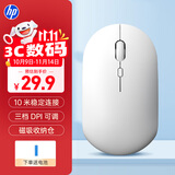 惠普（HP）无线鼠标轻音便携台式电脑办公笔记本通用家用鼠标无线舒适手感莫兰迪配色 1600DPI可调续航6个月 【电池版】简约白