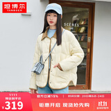 坦博尔羽绒服女短款翻领韩版宽松女士灯芯绒外套TD236266 黄油蜜 175 
