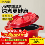 炊大皇珐琅锅铸铁锅家用炖锅砂锅汤锅焖烧锅电磁炉燃气煮锅24cm