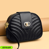 北狐 新款牛皮包包中年女包单肩挎包迷你斜挂包两用手拿包女款多夹层 黑色