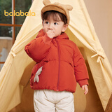 巴拉巴拉【官方正品】婴儿鹅绒羽绒服男童冬季女童短款外套保暖萌 铁锈红61003 80 cm 充绒量58g