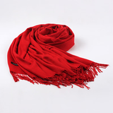 达芬奇密码围巾秋冬季保暖仿羊绒男女款韩版纯色披肩生日礼物中秋送礼 大红