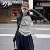 MJ STYLE修身撞色长袖T恤女2025秋季新款紧身拼接设计亲肤打底衫内搭上衣