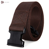 CHOIHOO帆布腰带男士皮带无铁轻裤带POM塑料简约插扣过安检门军训户外休闲腰带男 帆布 咖啡