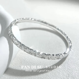 梵蒂苏9999纯银手镯碎碎冰冰实心三面款足银时尚闭口情人节女老婆生日礼 碎冰冰手镯三面款 54圈口 约18g 支持复检 附带证书