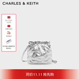 CHARLES&KEITH迷你菱格流浪包单肩斜挎双肩包包女包生日礼物CK2-60782390 Silver银色 S