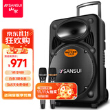 山水（SANSUI）A15-66 15吋广场舞音响 大功率户外音响移动便携式蓝牙拉杆音响 卡拉ok一体机吉他舞台演出K歌音箱 旗舰版（拉杆音箱+2个话筒）