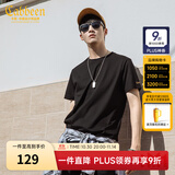 卡宾【凉感】冰丝短袖T恤男夏简约圆领体恤休闲纯色百搭冰感上衣 煤黑色01 L 175 50