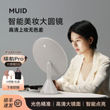 MUID化妆镜带灯led智能镜子卧室梳妆镜台大圆镜七夕情人节礼物送女友 【闪银白】红外感应|三组光源