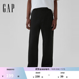 GAP男装2025秋季新款弹力宽松阔腿斜纹布休闲裤长裤美版714169 黑色 31 /30