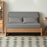 源氏木语实木沙发床现代简约多功能可折叠床北欧风小户型客厅两用双人沙发 1.25m山毛榉原木色(灯草灰)