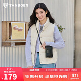 坦博尔羽绒服马甲女立领宽松外搭短款羽绒背心外套TD236006 小香白 165