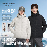 HERDE PEOPLE 牧荒者2025冬季新款90绒情侣保暖户外运动休闲羽绒服连帽外套 黑色  2XL