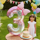 仕彩 彩虹数字气球蝴蝶结男孩女孩生日礼物周岁场景布置装饰拍照道具3