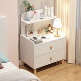 奥林欧风 床头柜 卧室储物柜小户型收纳柜床边柜子带书架带抽屉简易小柜子