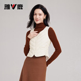 雅鹿羽绒马甲女轻薄羽绒服2025年秋冬季新款简约纯色内搭保暖休闲背心 米白-A版 L (165) 【推荐95-105斤】