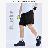 佐丹奴凉感短裤男黑科技梭织四面弹印花松紧腰薄款五分裤01103303
