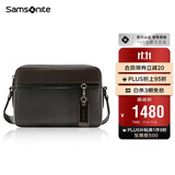 新秀丽（Samsonite）斜挎包男士单肩包精品男包旅行背包时尚休闲BC9*09013黑色/咖色