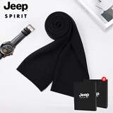 JEEP SPIRIT围巾男士加厚保暖防风冬季休闲百搭长款送男朋友生日礼物年轻人 围巾010-黑色
