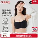 古今无痕无钢圈隐形防滑抹胸礼服结婚文胸小胸聚拢可拆卸肩带内衣 经典黑【单件装】 M (70A/70B/75A/75B)