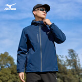 美津浓（MIZUNO）户外夹克男连帽梭织透气情侣锋衣加绒加厚加棉外套男上衣