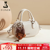 金狐狸（FOXER）女士包包女包大容量保龄球包单肩包斜挎包手提包轻奢女友生日礼物