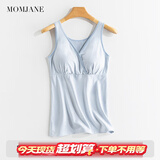 Mom Jane哺乳背心吊带纯棉孕妇装春夏季薄款打底春秋款喂奶月子服免穿文胸 浅蓝白条（95%棉-可拆罩杯） XXL(建议体重130-170斤)