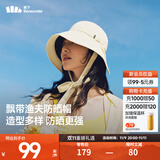蕉下（beneunder）防晒帽女夏季飘带帽防晒渔夫帽系带镂空太阳帽女帽登山帽 【升级款】高岭白