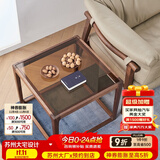 青春潮 边几 实木小角几 钢化玻璃小茶几 北美黑胡桃FAS简约方几 黑胡桃（65*65*50cm） 玻璃面