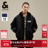 杰克·琼斯（JACK&JONES）25年秋冬男装棉衣飞行夹克男保暖宽松潮流连帽短款棉服外套男士 黑色E40 M 175