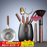 唐丰 茶道六君子茶具套装家用茶道配件陶瓷功夫茶勺茶夹茶针茶盘摆件 圆福茶道筒+品圣+茶刮+锦鲤茶漏