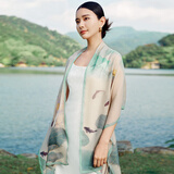 万事利真丝丝巾桑蚕丝女雪纺丝绸围巾披肩长巾送妈妈礼物丝巾礼盒荷韵