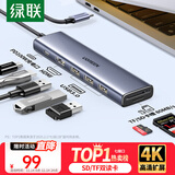 绿联Type-C扩展坞USB-C拓展坞转HDMI读卡器HUB分线器SD卡TF多合1通用苹果16Macbook华为小米笔记本iPad
